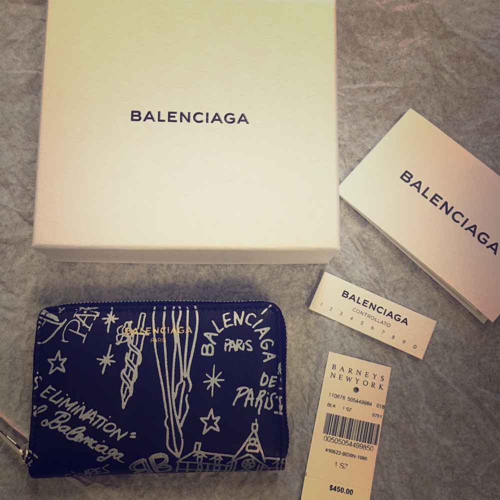 Balenciaga Zip Around Wallet Graffiti Tatoo Black